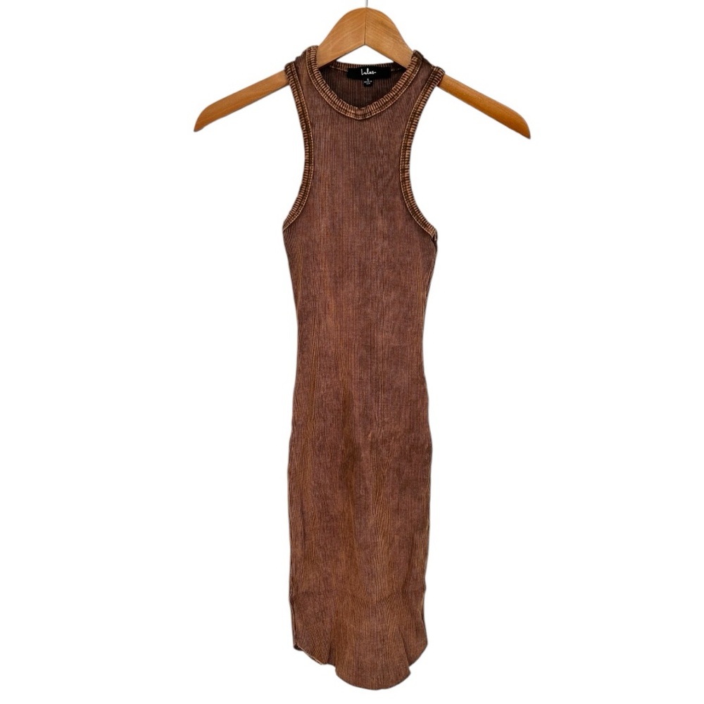 Lulu’s Brown Mineral Wash Bodycon Ribbed Dress size Small
